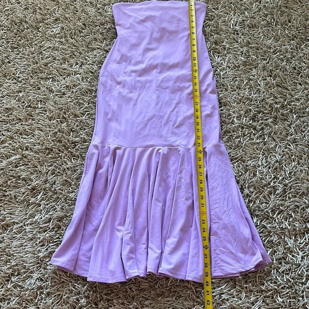 Susana Monaco Tube Flutter Bottom Midi Dress in Pink Diamond Size S